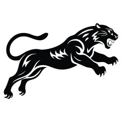 A Panther is jumping vector silhouette, animal silhouette isolated vector Illustration