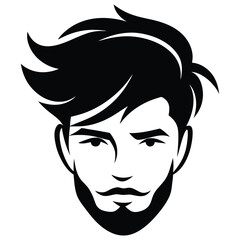 Silhouette of head facing, Handsome man cut silhouette vector illustration, Chic and Stylish Vector Gentleman, hairstyle