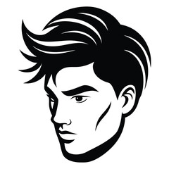 Silhouette of head facing, Handsome man cut silhouette vector illustration, Chic and Stylish Vector Gentleman, hairstyle