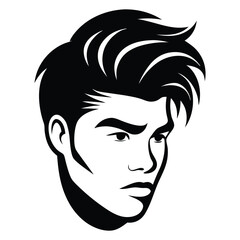 Silhouette of head facing, Handsome man cut silhouette vector illustration, Chic and Stylish Vector Gentleman, hairstyle