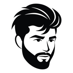Silhouette of head facing, Handsome man cut silhouette vector illustration, Chic and Stylish Vector Gentleman, hairstyle