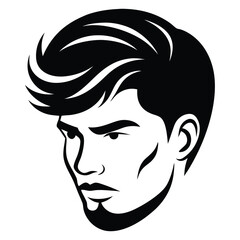 Silhouette of head facing, Handsome man cut silhouette vector illustration, Chic and Stylish Vector Gentleman, hairstyle