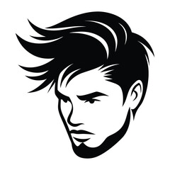 Silhouette of head facing, Handsome man cut silhouette vector illustration, Chic and Stylish Vector Gentleman, hairstyle