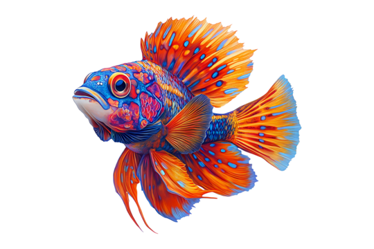 Mandarin fish isolated on white or transparent background