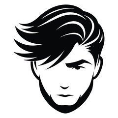 Silhouette of head facing, Handsome man cut silhouette vector illustration, Chic and Stylish Vector Gentleman, hairstyle