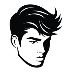 Silhouette of head facing, Handsome man cut silhouette vector illustration, Chic and Stylish Vector Gentleman, hairstyle