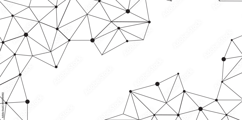 Wall mural black network. futuristic connection technology background with dots and lines for desktop. structur
