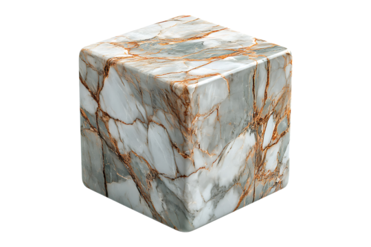 Marble cube isolated on white or transparent background
