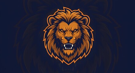 Fototapeta premium Lion Head Illustration with Angry Expression