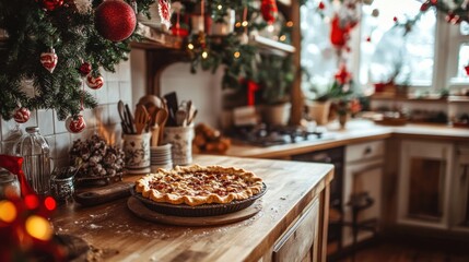 Festive Christmas Kitchen Scene with Pie (1)
