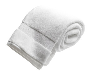 Rolled white towel with transparent background for easy isolation