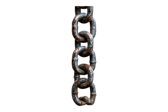 Metal chain isolated on white or transparent background