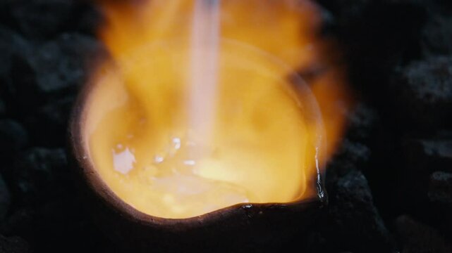 Melting metal with a torch in a crucible