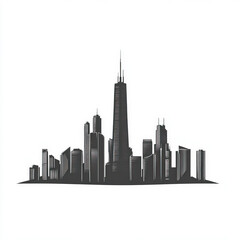 silhouette skyline , black and white illustration isolated on white background