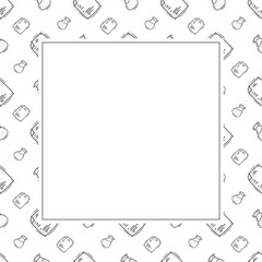 kitchen utensil frame. doodle kitchenware square frame. kitchen background