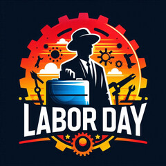 Happy Labor Day vector illustration, silhouette worker hands holding. International labour workers day celebration,  hand tools with worker hand.