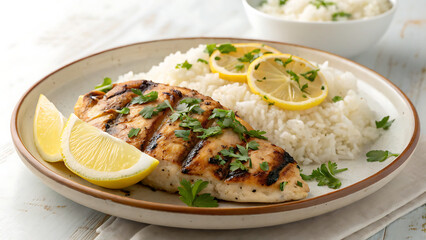 Grilled Chicken Breast Salmon Tofu Protein to Eat with Healthy Bowl for Food Menu Commercial Use