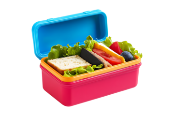 Neat lunch box isolated on white or transparent background
