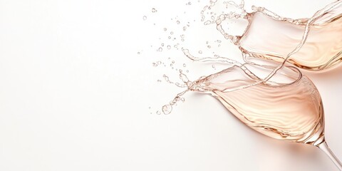 Naklejka premium Rose Wine Glasses Splashing Celebration