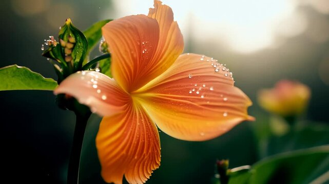 Cinematic Close-Up of Hibiscus Flower Blooming in Soft Illumination: A Botanical Perspective