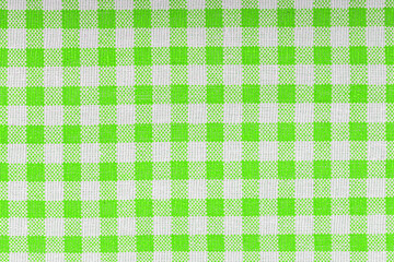 Green and white checkered, pattern, design, cotton fabric for sewing, texture background