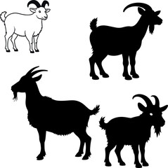 vector set of goat silhouettes