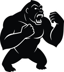 black silhouette of a gorilla beating chest  © Chandro Protap Ray 