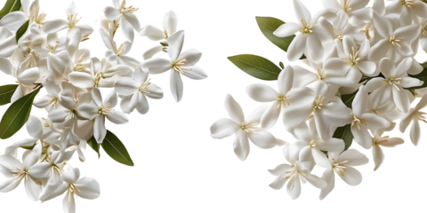 Generative Ai has created an image of isolated white jasmine flowers on a transparent background