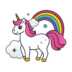 Kawaii Unicorn – Pink Mane, Golden Hooves & Rainbow Sparkles