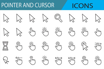 Collection of Mouse Pointer and Loading Cursor Icons for UI Design