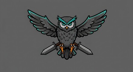 Obraz premium Owl with Sword Illustration