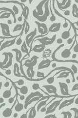Ink brush abstract floral pattern for poster or card design. Minimalist doodle nature background for social media or wall art. Vector illustration.