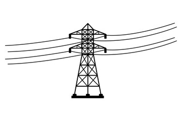 High voltage power line transmission tower icon symbol