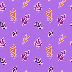 Seamless pattern with hand drawn abstract leaves. Boho loose botanicals repeat background. Rough foliage black and white wallpaper. Vector illustration