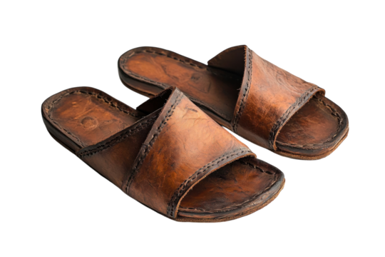 Rustic brown leather sandals handcrafted detail worn patina aged look comfortable footwear summer