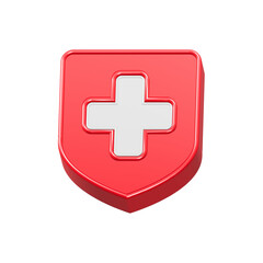 Cross Medical Shield pharmacy symbol 3d rendering