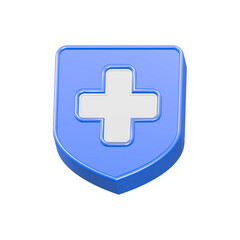 Obraz premium Cross Medical Shield pharmacy symbol 3d rendering