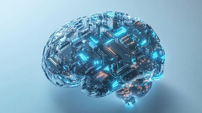 Digital Artificial Intelligence Electronic Brain Metallic Construct
