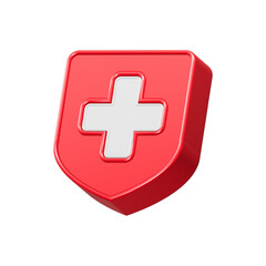 Obraz premium Cross Medical Shield pharmacy symbol 3d rendering