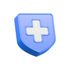 Cross Medical Shield pharmacy symbol 3d rendering