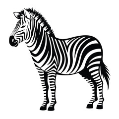 Zebra Silhouette Illustration. Black and White stripes. Full body side view vector