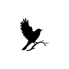 Bird perched on a branch. Vector illustration 