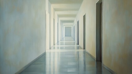 Fototapeta premium 陽光が差し込む静かな廊下_1