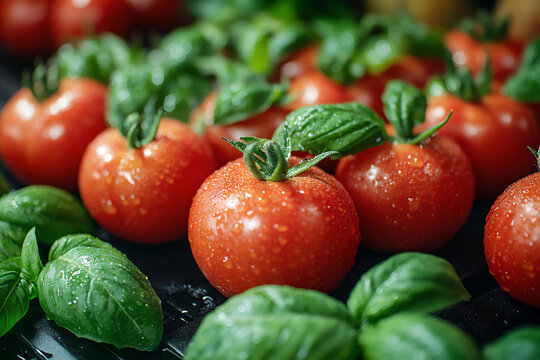 fresh caprese salad with tomatoes, mozzarella, and basil