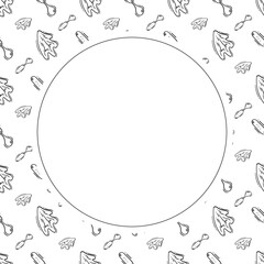 kitchen utensil frame. doodle kitchenware circle frame. kitchen background