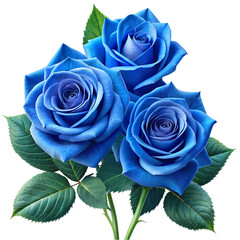 Stunning Blue Roses A Trio of Elegant Flowers isolated on transparent background