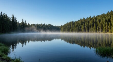 reflection of trees in the lake