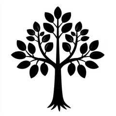 Obraz premium Black Silhouette of a Simple Tree on White Background