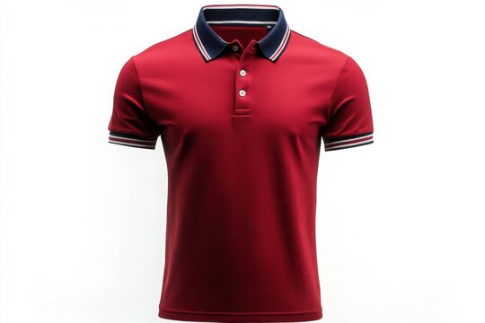 Classic Red Polo Shirt Stylish comfortable men s short sleeve polo with navy white tipped collar and