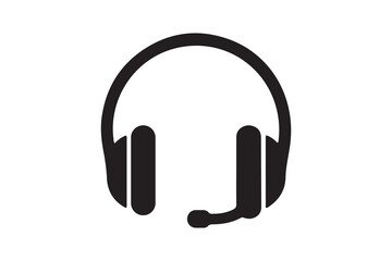 Headphone icon silhouette art vector on white background